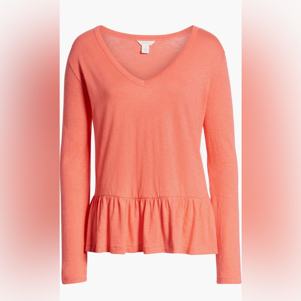 Caslon® V-Neck Peplum Tee - Black